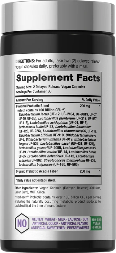 Horbäach Probiotic 100 Billion - 60 Capsules | هورباخ بروبيوتيك 100 بليون - 60 كبسولة
