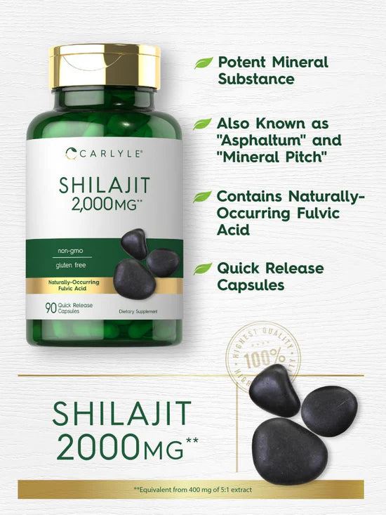 Carlyle Shilajit 2000 mg - 90 Capsules | كارلايل شيلاجيت 2000 ملغ – 90 كبسولة