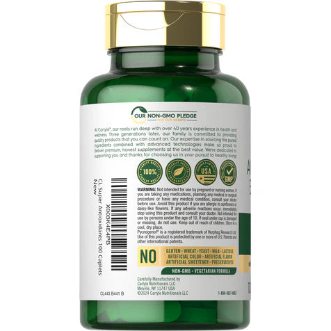 CARLYLE Super Antioxidant Essentials - 100 Coated Caplets | كارلايل سوبر مضادات الأكسدة الأساسية - 100 Caplets