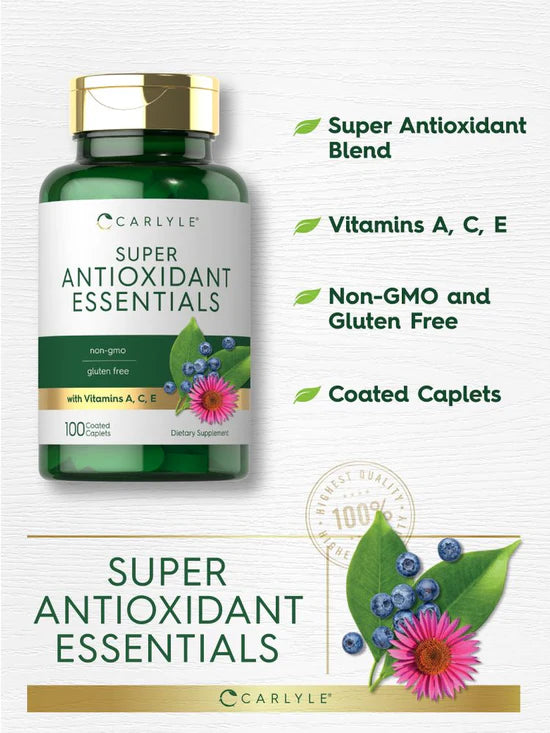 CARLYLE Super Antioxidant Essentials - 100 Coated Caplets | كارلايل سوبر مضادات الأكسدة الأساسية - 100 Caplets