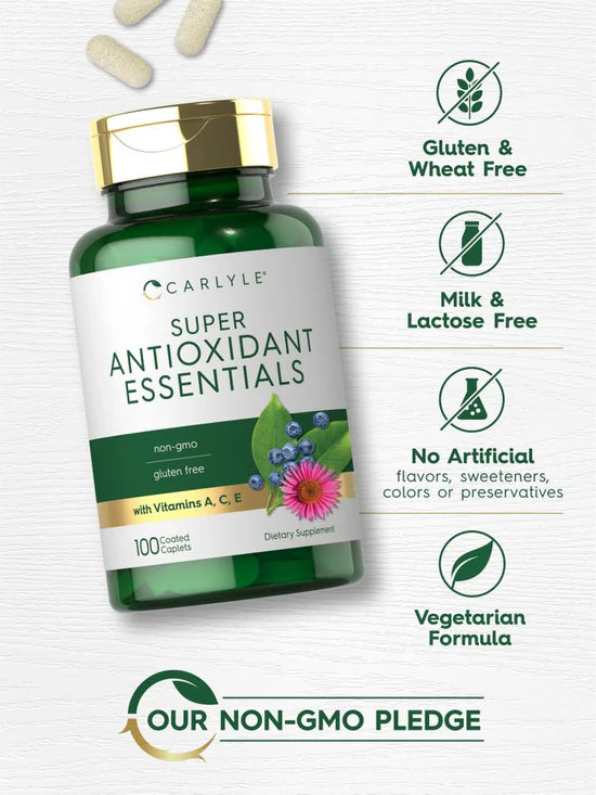 CARLYLE Super Antioxidant Essentials - 100 Coated Caplets | كارلايل سوبر مضادات الأكسدة الأساسية - 100 Caplets