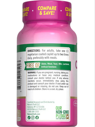 Nature's Truth Calcium 600 mg with Vitamin D3 - 60 Coated Caplets | نيتشرس تروث كالسيوم 600 ملغم مع فيتامين د3 - 60 قرصًا مغلفًا