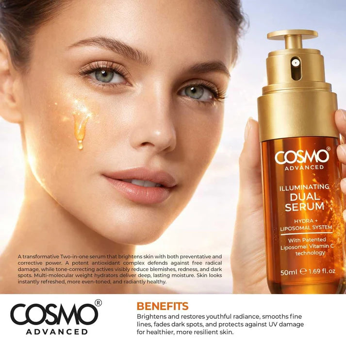COSMO Illuminating Dual Serum Hydra + Liposomal System - 500ml | كوزمو سيروم مزدوج لتعزيز اشراقة البشرة و توحيدها - 500 مل