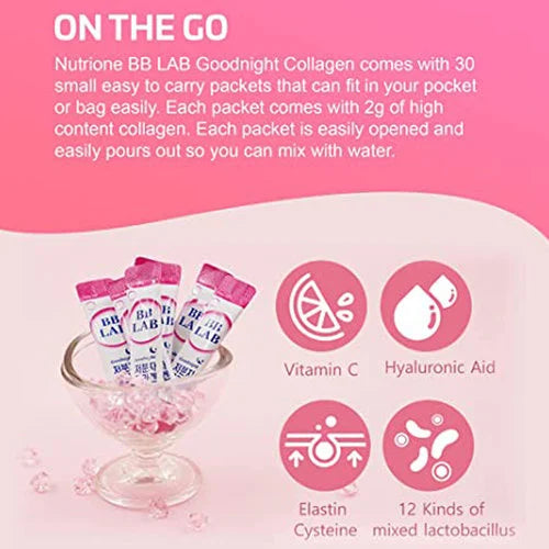 BB LAB Good Night Low Molecular Collagen 2g*30 sticks - 30 sticks | بي بي لاب أكياس كولاجين منخفض الجزيئات -غ2* 30 ظرف