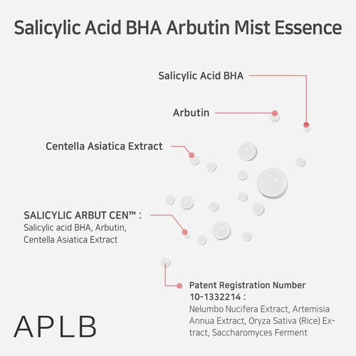 APLB Salicylic Acid Bha Arbutin Mist Essence - 105ml | أربي إل بي بخاخ خلاصة حمض الساليسيليك BHA والأربوتين – 105 مل