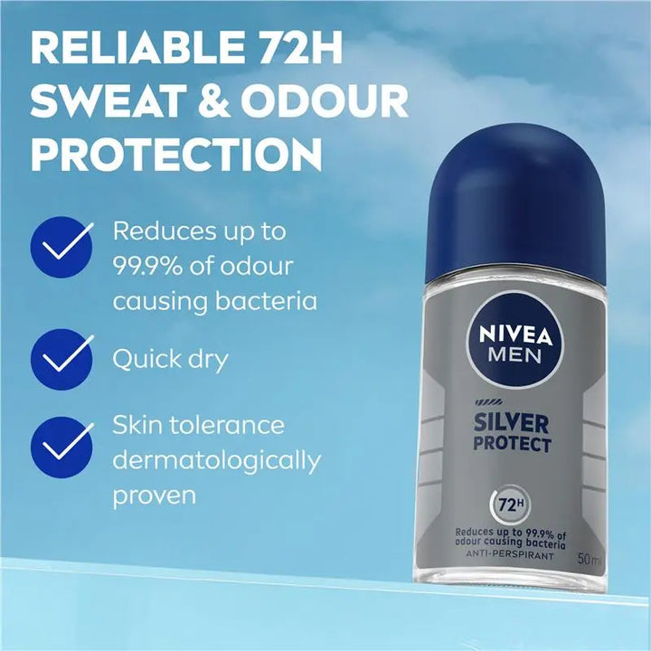 Nivea Silver Protect Deo Roll On 50 ml | مزيل عرق نيفيا سيلفر بروتيكت رول أون – 50 مل