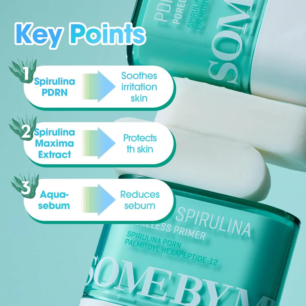 Some By Mi] PDRN Spirulina Poreless Primer - 10g | سوم باي مي برايمر لبشرة خالية من مظهر المسامات بخلاصة السبيرولينا - 10غ