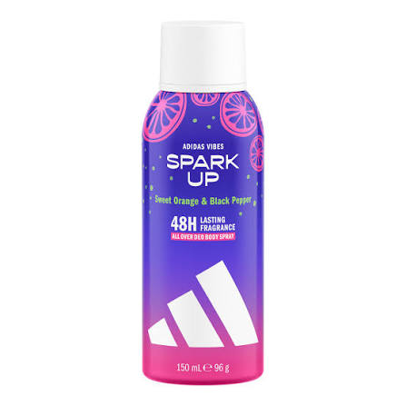 Adidas Vibes Spark Up Deo Body Spray - 150ml | أديداس سبراي للجسم برائحة البرتقال الحلو والفلفل الأسود - 150مل