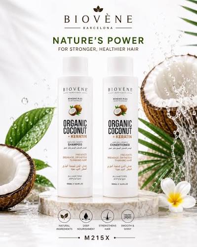 BIOVENE Organic Coconut + Keratin Hair Loss Growth Conditioner - 500ml | بيوفين بلسم جوز الهند مع كيراتين لمنع التساقط  - 500مل