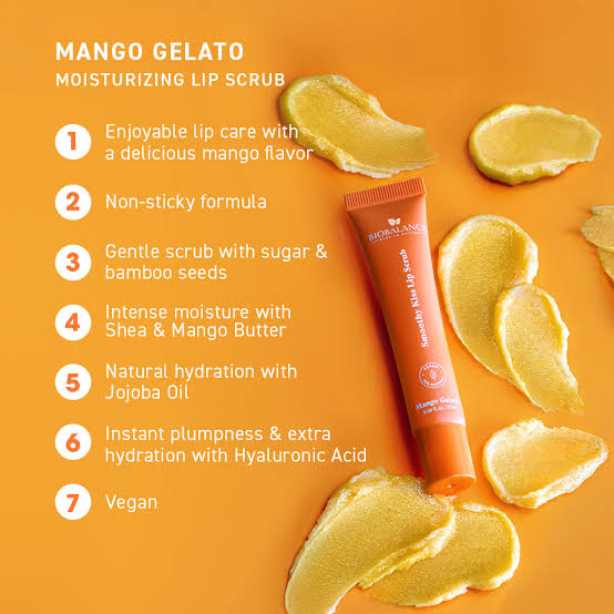 BIO BALANCE SMOOTHY KISS LIP SCRUB MANGO GELATO - 15ml | بايو بالانس مقشر الشفاه بطعم المانغو  - 15مل