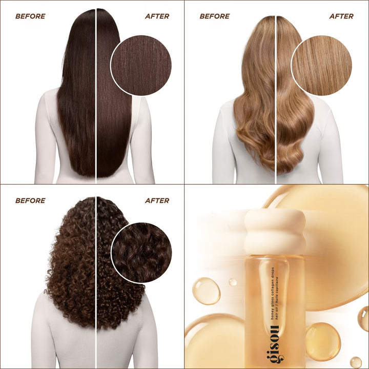 Gisou Honey Gloss Collagen Drops Hair Oil - 20ml | جيسو زيت الشعر بالكولاجين - 20 مل