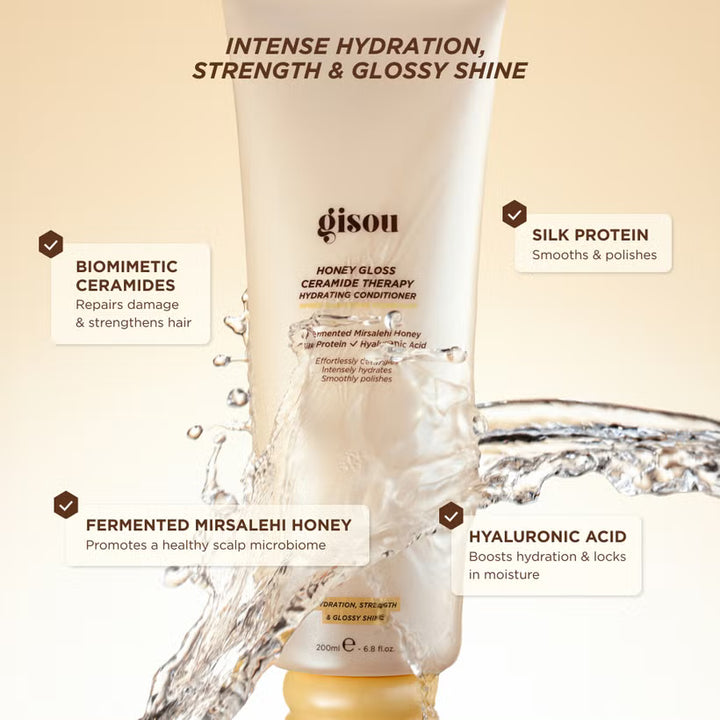 Gisou Honey Gloss Ceramide Therapy Hydrating Conditioner - 200ml | جيسو بلسم للشعر مرطب هاني غلوس بالسيراميد - 200 مل
