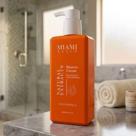 MIAMI BEACH Shower Cream Renewing + Ultra Moisture Coco Vanilla - 600ml | ميامي بيتش جل استحمام فانيلا و جوز الهند - 600مل