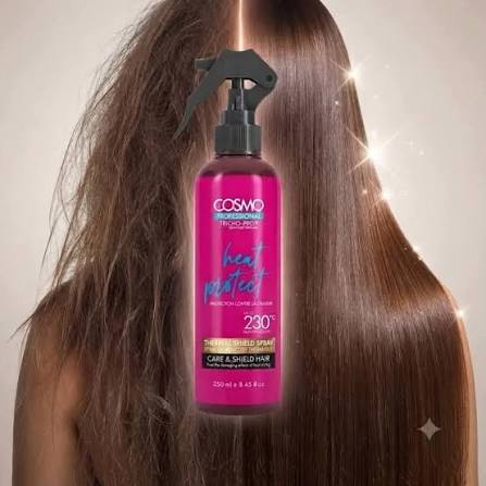 COSMO COSMETICS  HEAT PROTECT THERMAL SHELD SPRY CARE - 250ml | كوزمو كوزمتكس بخاخ حماية الشعر من الحرارة - 250 مل