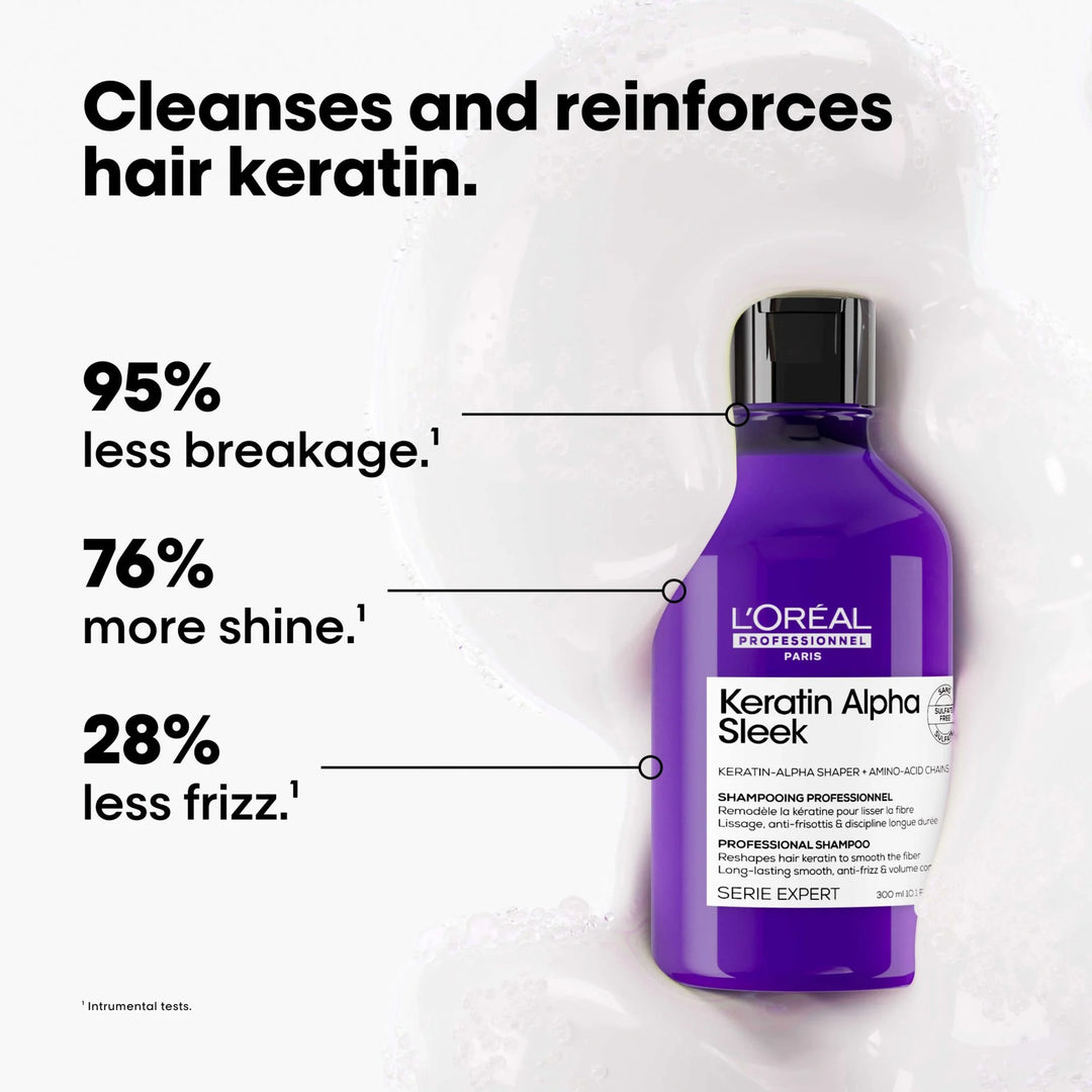 L'Oréal Professionnel Keratin Alpha Sleek Shampoo - 300ml | لوريال بروفيشنال شامبو كيراتين ألفا سليك لتنعيم الشعر - 300 مل