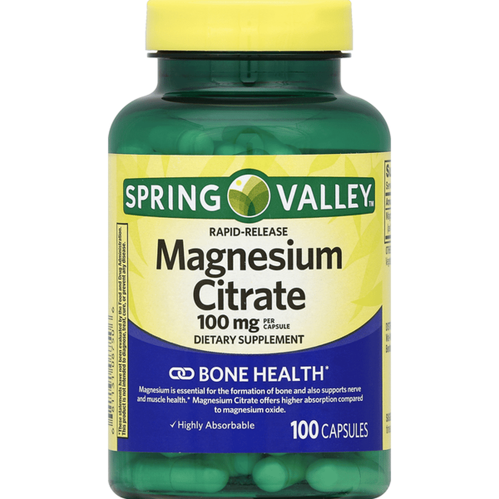 Spring Valley - Magnesium Citrate 100 mg - 100 Capsules | سبرينغ فالي سيتريت مغنيسيوم 100 ملغ - 100 كبسولة #1