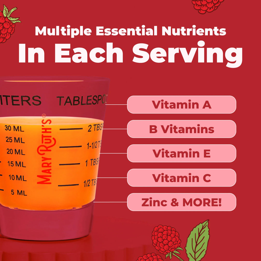 Mary Ruths Liquid Morning Multivitamin Raspberry - 946ml | ماري روث مكمل متعدد الفيتاميات مناسب لجميع أفراد العائل