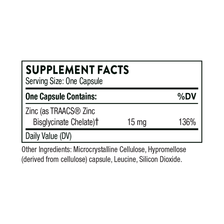 THORNE Zinc Bisglycinate 15 mg - 60 Capsules | ثورن مكمل غذائي زنك 15 مغ - 60 كبسولة