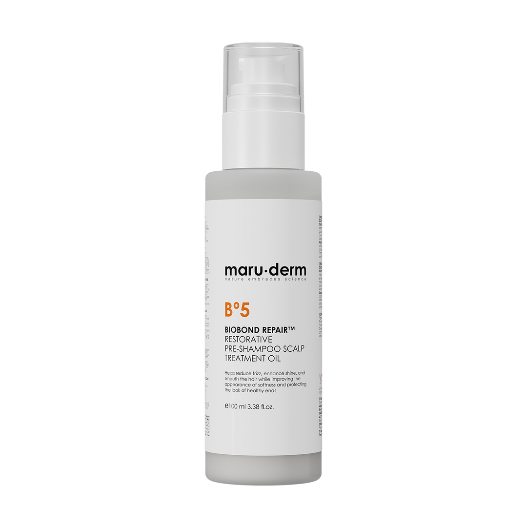 maru.derm B5 Biobond Repair Restorative Pre-Shampoo Scalp Treatment Oil 100ml white pump bottle