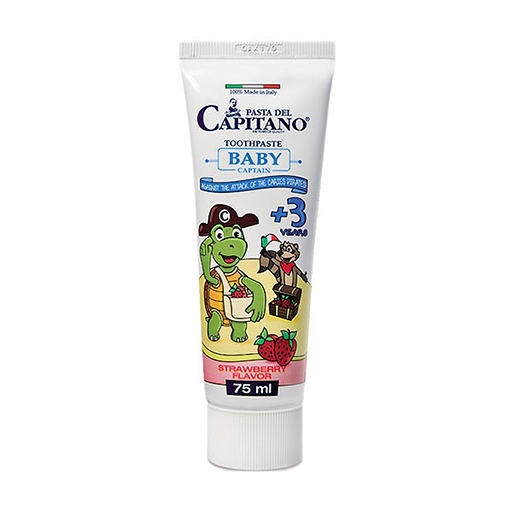 CAPITANO Baby Strawberry Toothpaste For Children From 3 Years - 75ml |كابيتانو معجون اسنان للاطفال من عمر 3 سنوات بنكهة الفراولة - 75 مل