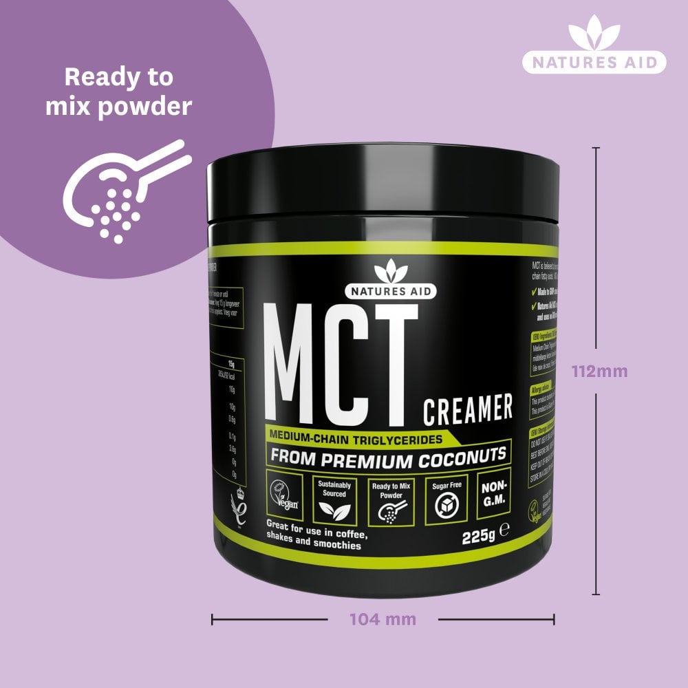 Natures Aid MCT Creamer From Premium Coconut - 225g | ناتشيرز ايد بودرة لدعم الطاقو و الهضم - 225 غرام