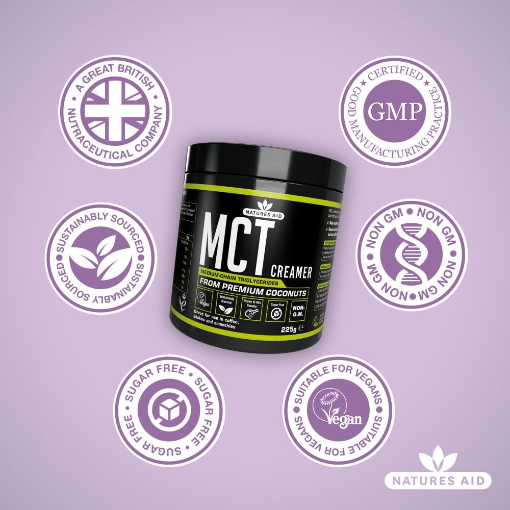 Natures Aid MCT Creamer From Premium Coconut - 225g | ناتشيرز ايد بودرة لدعم الطاقو و الهضم - 225 غرام