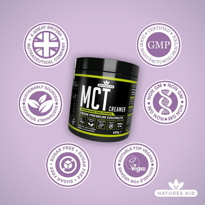 Natures Aid MCT Creamer From Premium Coconut - 225g | ناتشيرز ايد بودرة لدعم الطاقو و الهضم - 225 غرام
