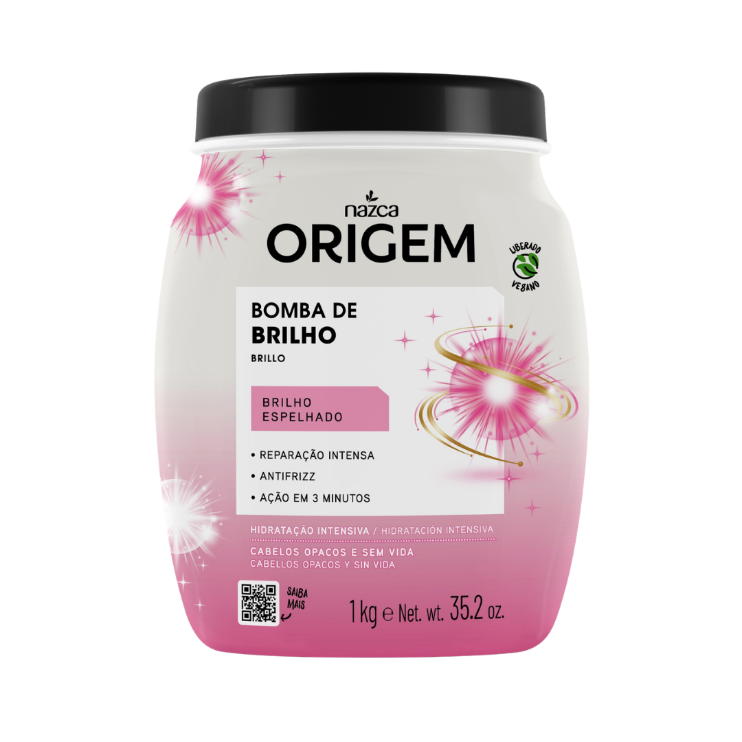 Nazca Origem Bomba de Brilho hair mask 1kg white and pink jar with black lid