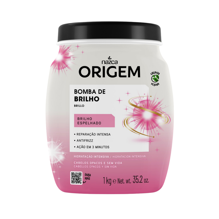 Nazca Origem Bomba de Brilho hair mask 1kg white and pink jar with black lid