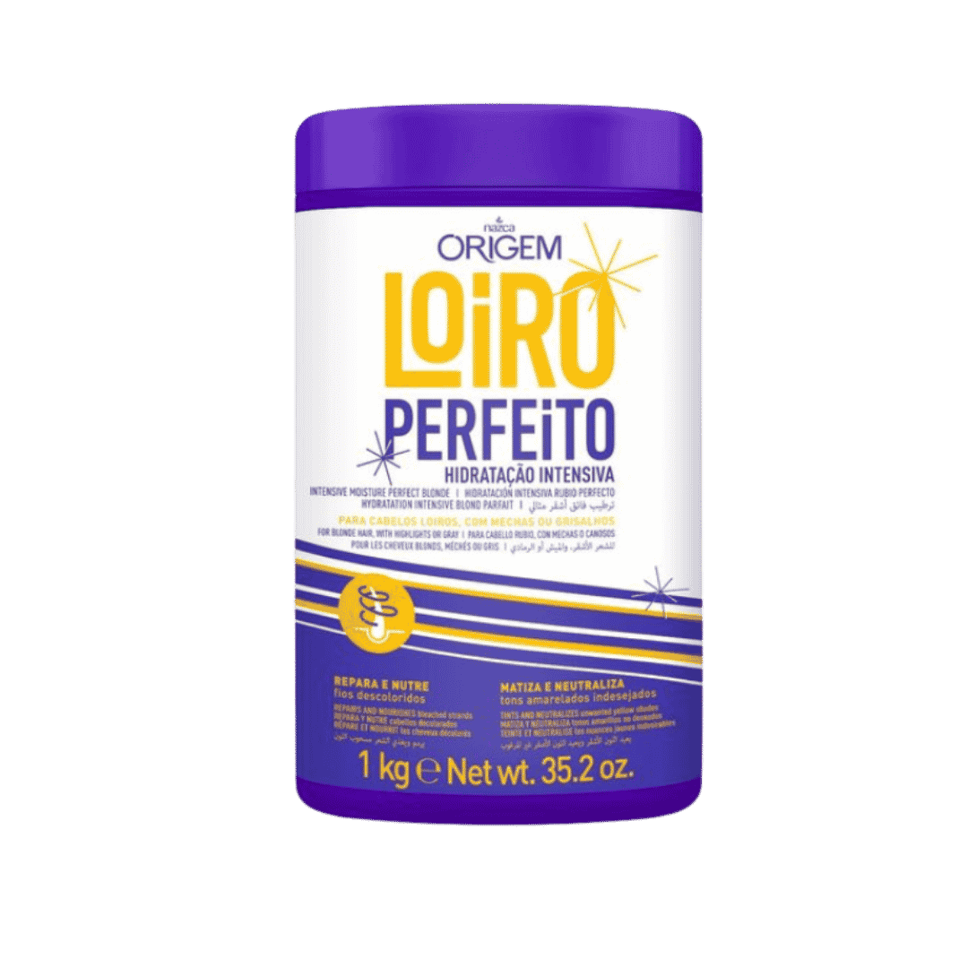 Nazca Origem Loiro Perfeito intensive hydration hair mask for blonde hair, white purple 1kg jar