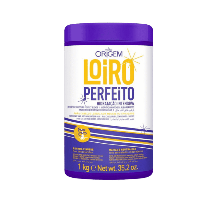 Nazca Origem Loiro Perfeito intensive hydration hair mask for blonde hair, white purple 1kg jar