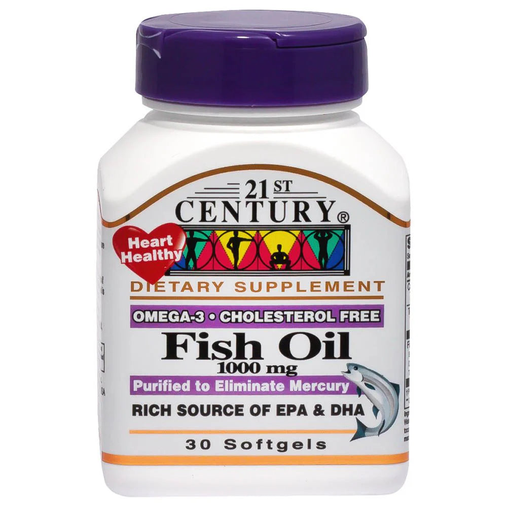 21ST CENTURY Fish Oil 1000 mg - 30 softgels |تونتي فيرست سينشري زيت السمك 1000 ملغ - 30 كبسولة جيلاتينية