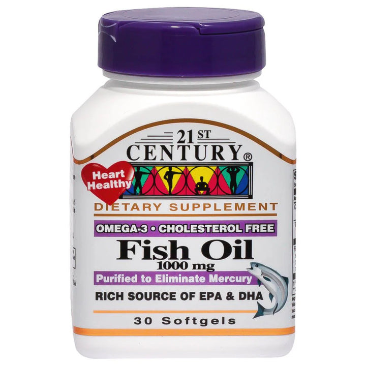 21ST CENTURY Fish Oil 1000 mg - 30 softgels |تونتي فيرست سينشري زيت السمك 1000 ملغ - 30 كبسولة جيلاتينية