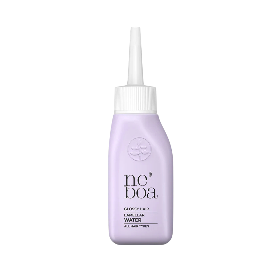Neboa Glossy Hair Lamellar Water, 50 ml, lavender plastic bottle with pointed applicator cap