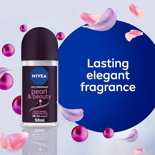 Nivea Deodorant Roll-On Pearl and Beauty Black - 50ml |نيفيا مزيل عرق رول أون بيرل آند بيوتي بلاك - 50 مل