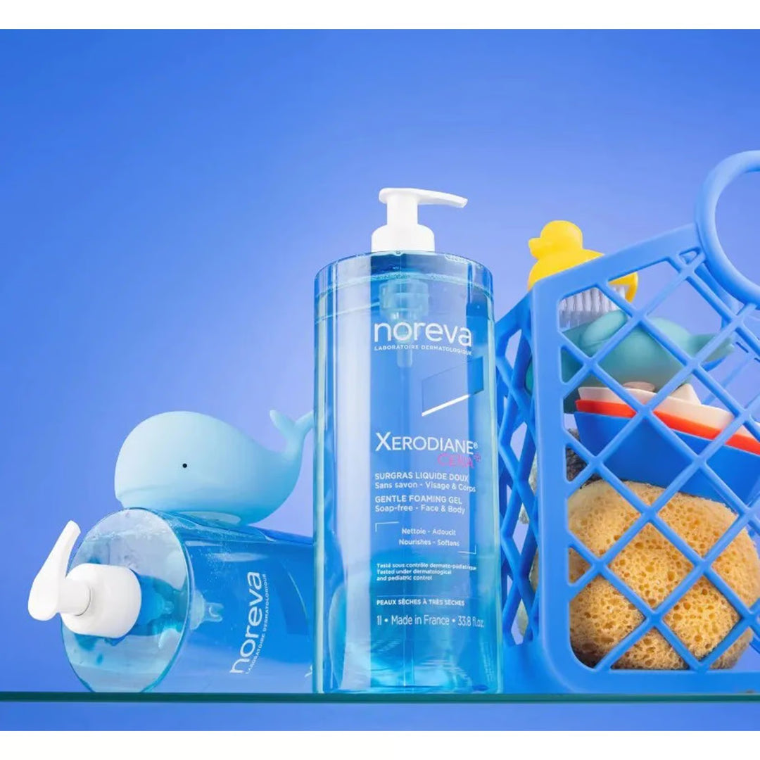 Noreva Xerodiane Cera+ Surgras Liquide Doux Gentle Foaming Gel - 1 L - 1000ml | نوريفا جل رغوي لطيف للوجه والجسم - 1000مل
