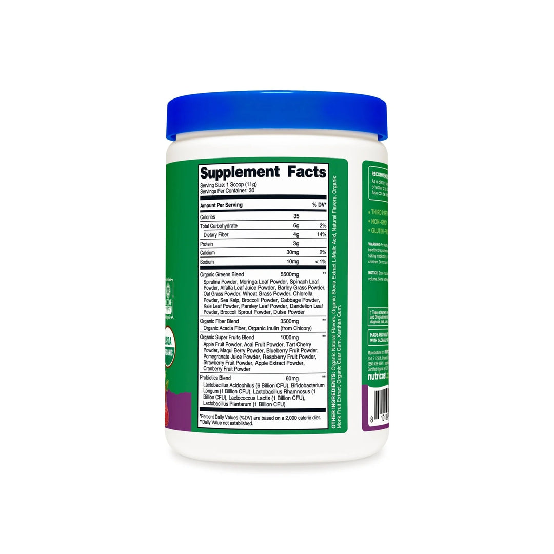 Nutricost Organic Super Greens - 331g - 331g | نيوتريكوست سوبر جرينز بنكهة التوت المختلط - 331غ