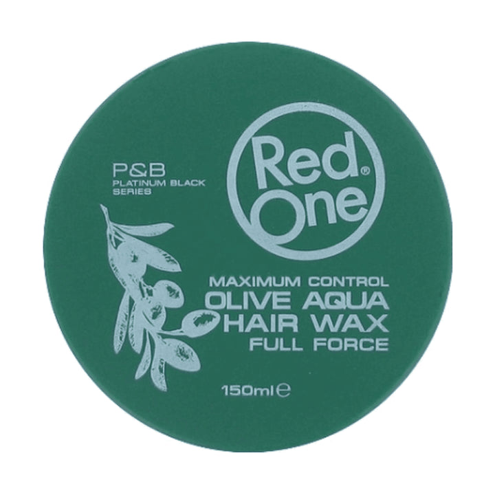 RED ONE Olive Aqua Hair Gel Wax Dark Green - 150ml | ريد ون واكس للشعر بزيت الزيتون دارك غرين - 150 مل