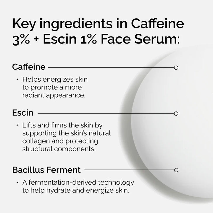 The Ordinary Caffeine 3% + Escin 1% Face Serum, Energizing Serum - 30ml | ذا أورديناري سيروم وجه بالكافيين 3% و الإكزين 1% - 30مل
