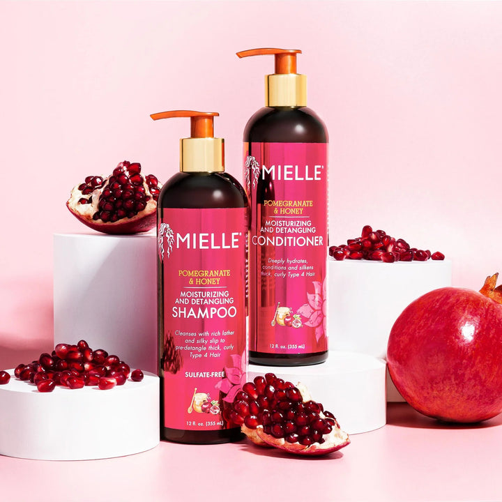 MIELLE Pomegranate & Honey Moisturizing and Detangling Shampoo - 355ml | ميلي شامبو بالرمان و العسل مرطب للشعر المجعد - 355 مل