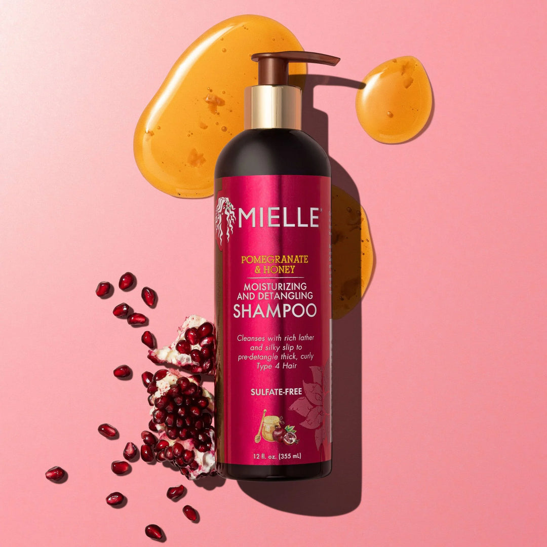 MIELLE Pomegranate & Honey Moisturizing and Detangling Shampoo - 355ml | ميلي شامبو بالرمان و العسل مرطب للشعر المجعد - 355 مل