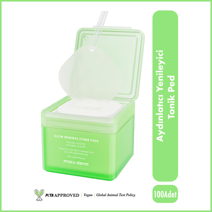 maru.derm Glow Renewal Toner Pads - 100 | مارو ديرم وسادات تونر تجديد البشرة - 100 عدداً
