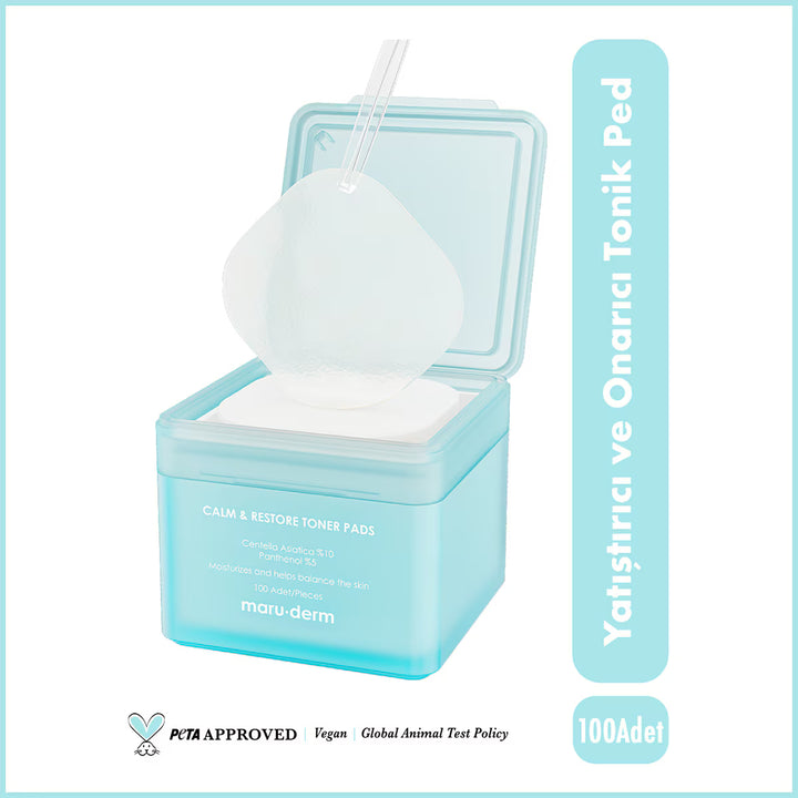 maru.derm Calm & Restore Toner Pads - 100 PCS|مارو ديرم وسادات تونر المهدئة والمُرممة - 100 قطعة