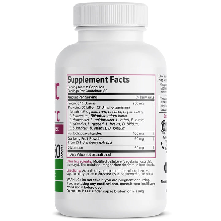 BRONSON Women's Probiotic 50 Billion CFU plus Prebiotic - 60 Vegetarian Capsules| برونسون بروبيوتيك للنساء 50 مليار وحدة مع بريبايوتيك - 60 كبسولة نباتية