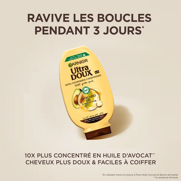 Garnier Ultra Doux Shampoo Avocado Oil & Shea Butter - 400ml | غارنييه الترا دو شامبو بزيت الاوفوكادو وزبدة الشيا للشعر الجاف - 400 مل