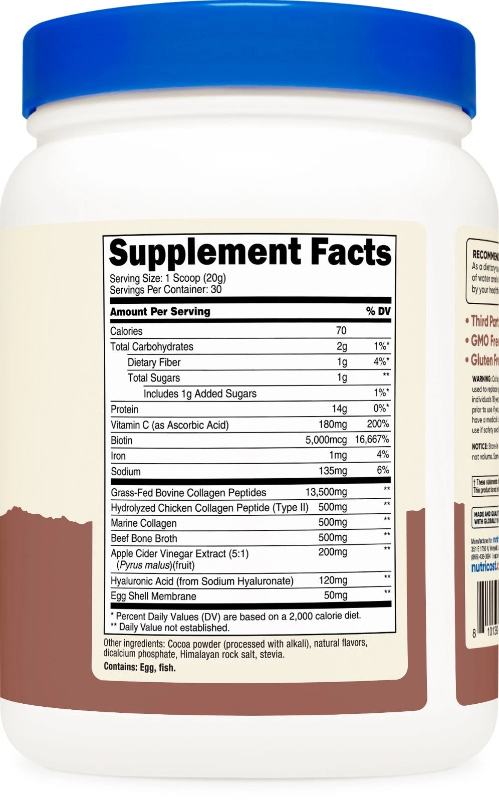 Nutricost Multi Collagen Chocolate Flavored - 588g - 588g | نيوتريكوست مسحوق كولاجين بنكهة الشوكولاتة - 588غ