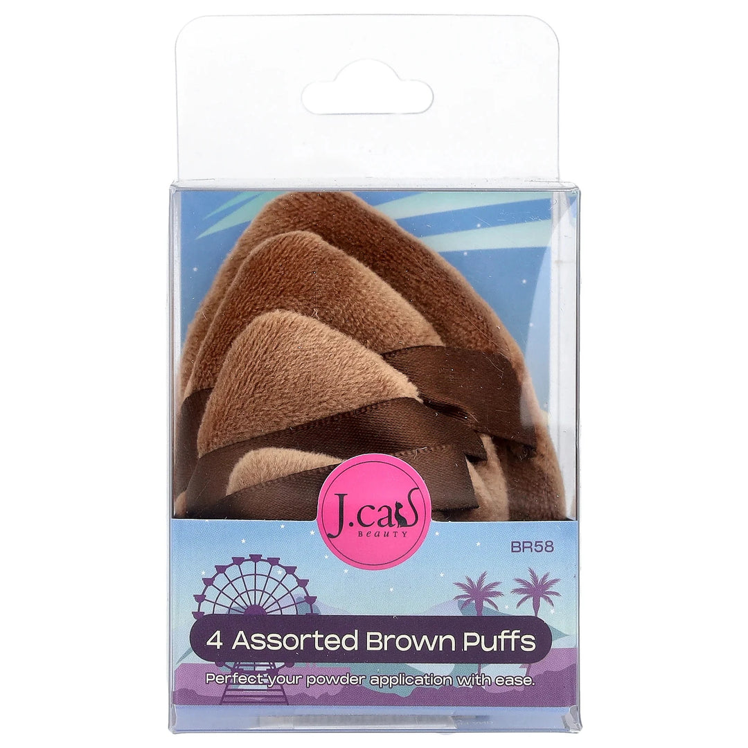 J. Cat Assorted Brown Puffs, BR58, 4 Count Br58 | جي كات مجموعة اسفنجة مكياج 4 قطع