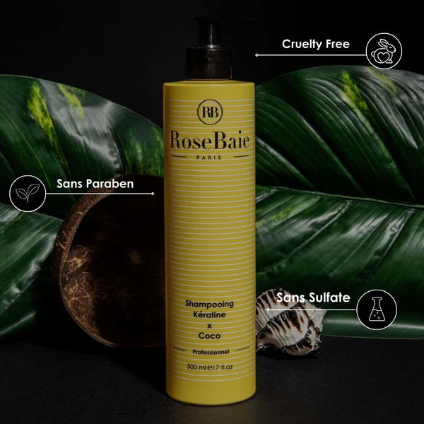 RoseBaie Shampooing Keratine & Coco - 500ml | روزباي شامبو بالكيراتين وجوز الهند لترطيب الشعر - 500 مل
