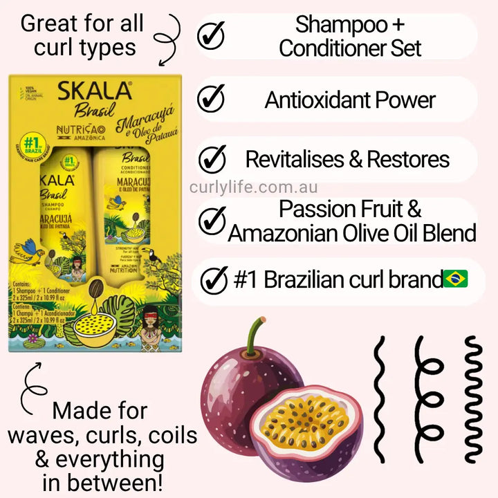 SKALA  Brasil Shampoo + Conditioner Maracujá e Óleo de Patauá - 325ml | سكالا شامبو + بلسم - 325 مل