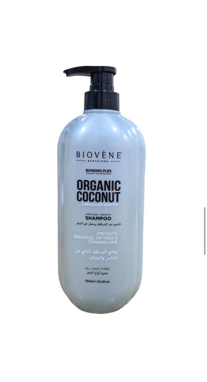 BIOVENE Organic Coconut + Brazilian Keratin Shampoo All Hair Types - 750ml | بيوفين شامبو جوز هند عضوي - 750مل